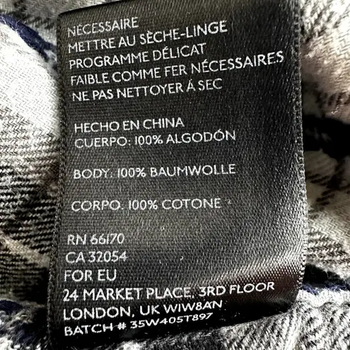 Urban Outfitters  BDG Flannel Button Down Shirt Plaid Pocket Black White S