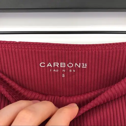 CARBON38 Ribbed Regular Rise 7/8 Legging Ruby Red S
