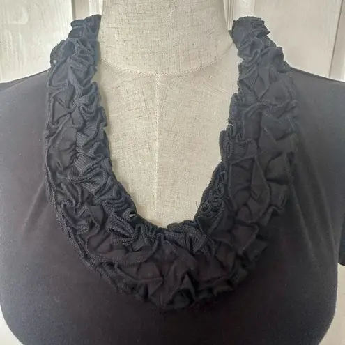 Grace black ruffle neck short sleeved top