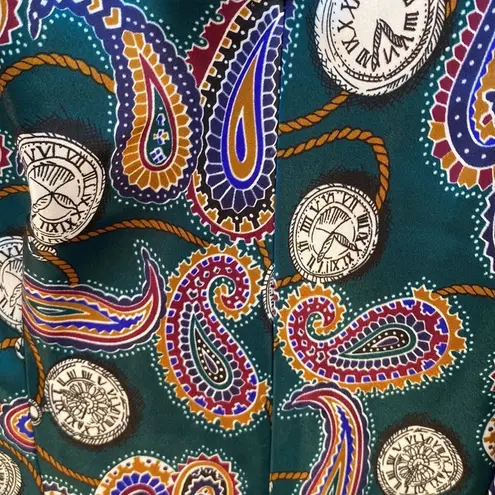 Violets & Roses vintage Womens large sleeveless green paisley clock print dress