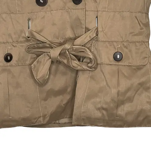 Ambition Womens Swing Jacket Size Medium Tan Button & Tie Front Lined