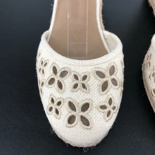 Unisa Unareia Cream Embroidered Eyelet Ankle Strap Espadrille Wedge Sandals 8