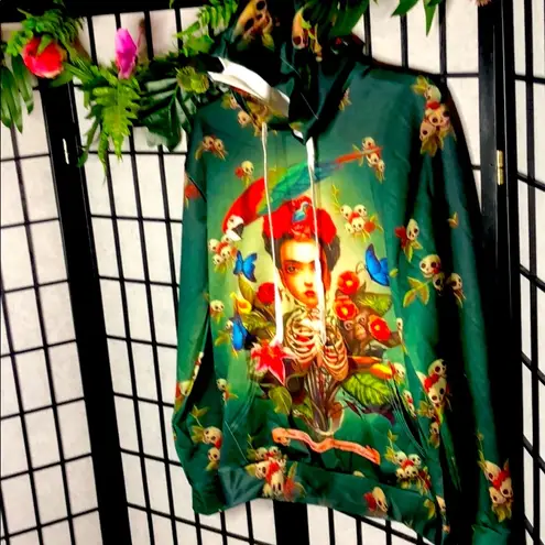 Halloween Retro Floral Skull Printed oversized hoodie O/S Green Size undefined