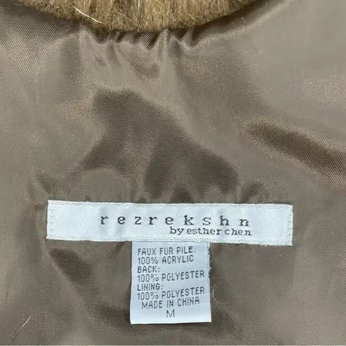 Shaggy faux fur vest animal print ski resort snow Brown Size M