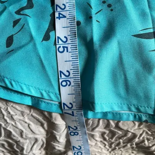 Made with Love Short Sleeve Pullover Blouse Black Turquoise Floral Size Medium