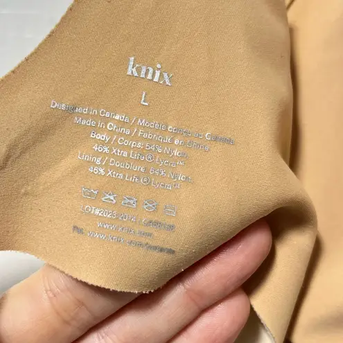 Knix Revolution V neck seamless wireless bra size large Tan