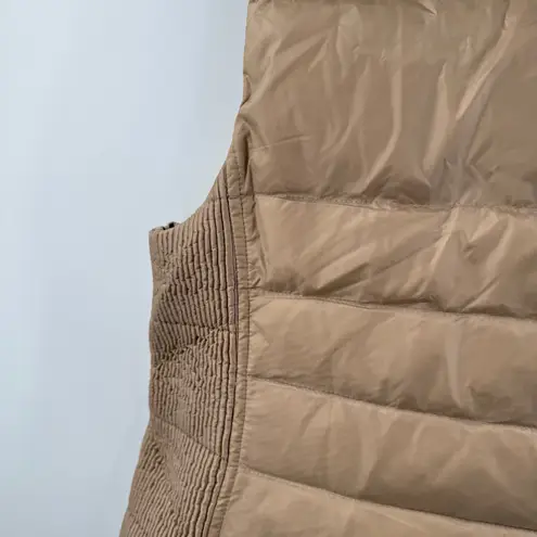 J. Jill Down Vest Size Large Quilted & Smocked Puffer Winter Fall Lightweight Tan