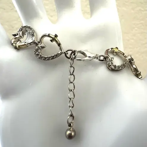Rhinestone Heart cross Link Bracelet