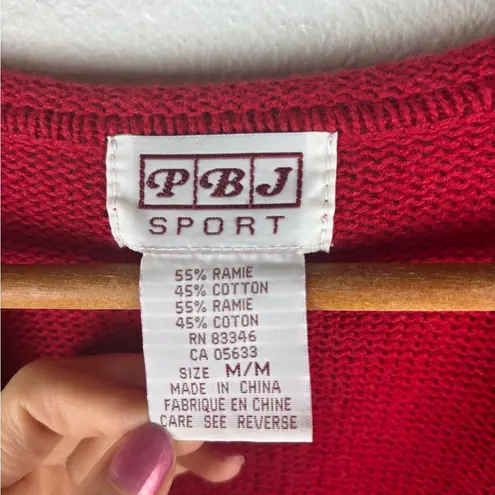Vintage PBJ Sport Soccer Ball Medium Women Cardigan Red Soccer Mom Grandma Core