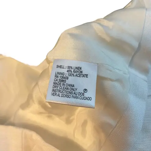 Tahari White Blazer Jacket With White Sleeveless Top Linen Women Size 4