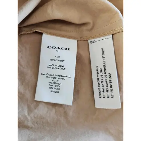 Coach  1941 Dress Cotton Tie Waist Utility Shirt Trench Coat Dress 0