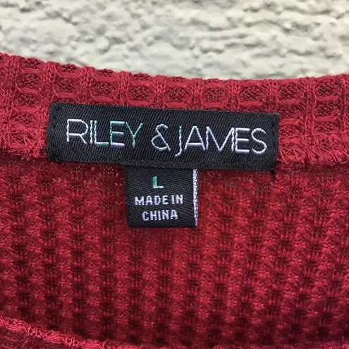 Riley & James Christmas Sequins Happy Holla Days Red cotton Reindeer Top Size Large - Image 3