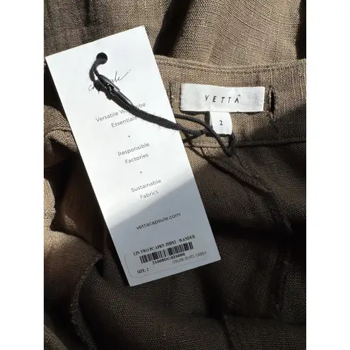 NWD Vetta Wide Leg Apron Linen Pants Size 2 Olive Green Cropped High Rise