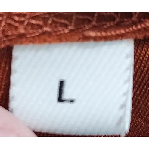 Womens Long Sleeve Cowl Neck Top Burnt Orange Solid Relaxed Fit Size L Brown Size L