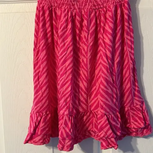 OP  Hot Pink Zebra Print Strapless Coverup Y2K