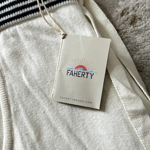Faherty Womens Organic Cotton Cashmere Blend Ivory Surf Stripe Joggers NWT - M