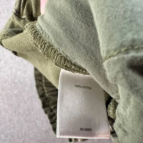 A loves A High Waisted Distressed Shorts Size 28 Army Green Denim Elastic Waist