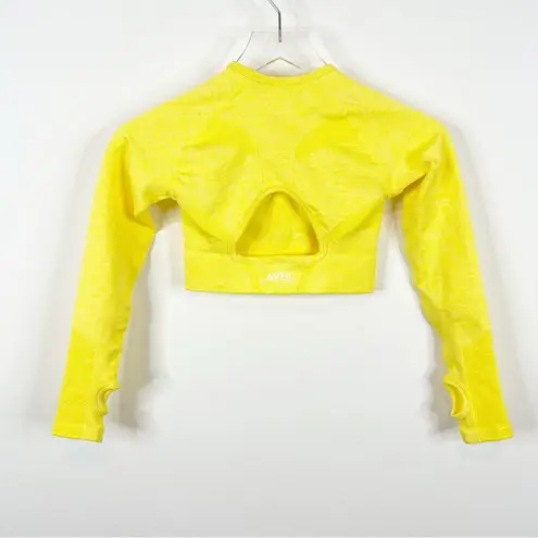 AYBL NWT Motion Long Sleeve Cut Out Crop Top XS Yellow