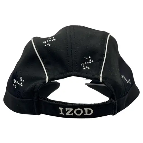 IZOD One size Womens Black Summer Golf sport Cap Rhinestone Pattern WhiteLogo