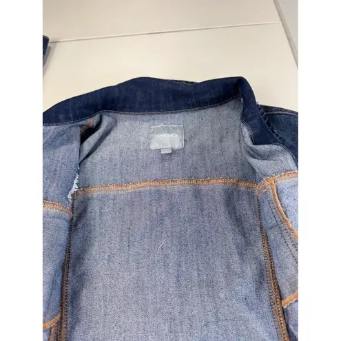 Lovesick Distressed Denim Jacket Cropped Blue Jean Jacket Raw Hem Juniors 1 Size 0