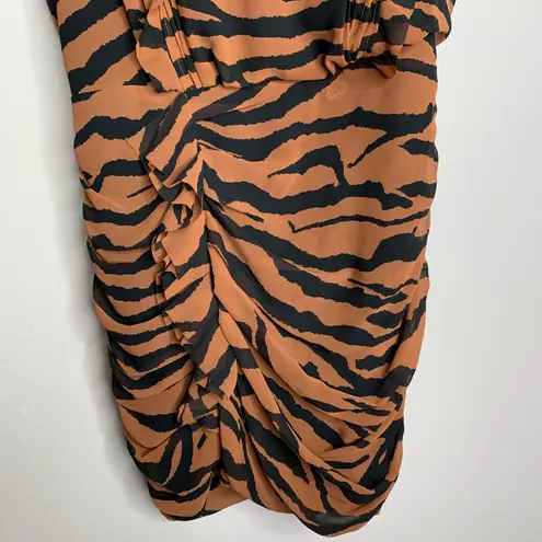 ALL SAINTS Hali Zephyr Zebra Print Mini Ruched Dress Womens 4
