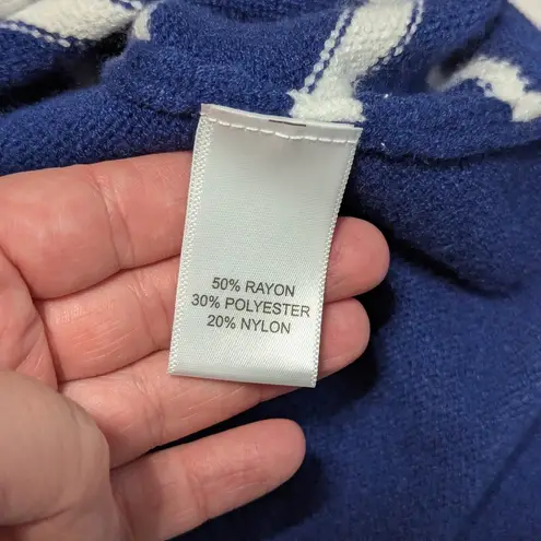 Kerri Rosenthal Striped Heart Sweater Womens Small Preppy Nautical Long Sleeve Blue