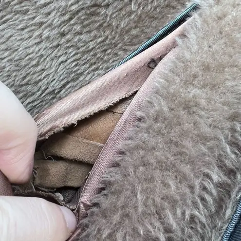 Vintage Montgomery Ward 1950s Suede Longline Jacket Coat Small medium lined Tan