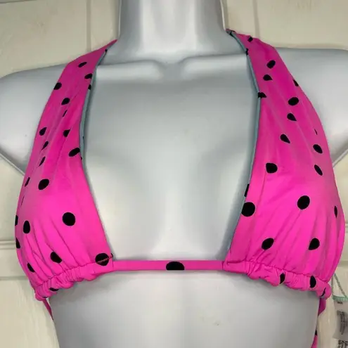 PINK - Victoria's Secret Victoria’s Secret Pink Reversible Bikini Set Polka Dot Hot Pink Tiffany Blue