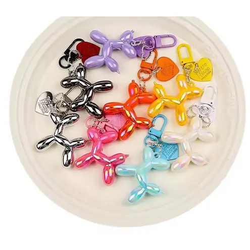 Boutique NEW Iridescent Purple Balloon Dog Keychain Purse Charm Y2K