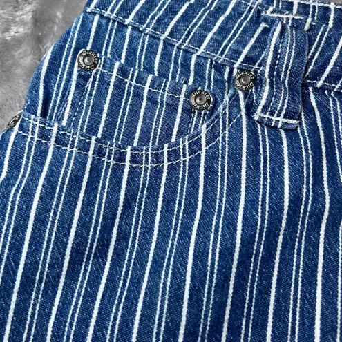 Dickies Girls Button Fly Mini Skirt Womens 1/25 Blue White Striped Denim Y2K
