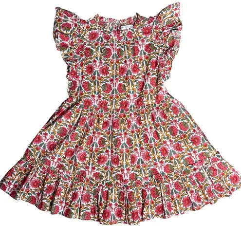 Caroline Constas New York Cottage Strawberry Print Flutter Sleeves Size Medium Red