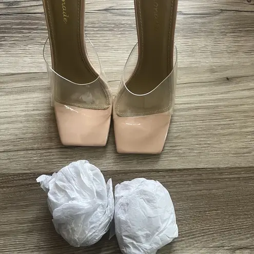 Lemonade Women's Size 7.5 Jetter Clear Cream Gold Ball Heels