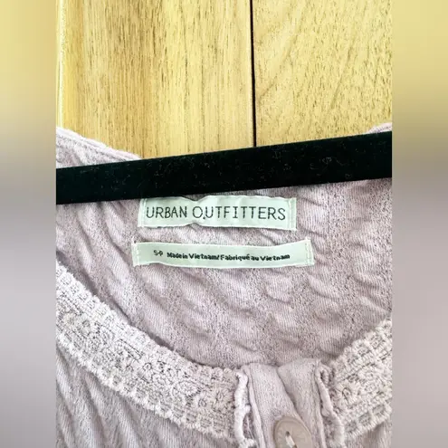 Urban Outfitters  Devon Button Front Boxy Purple Cropped Baby Tee Size Small