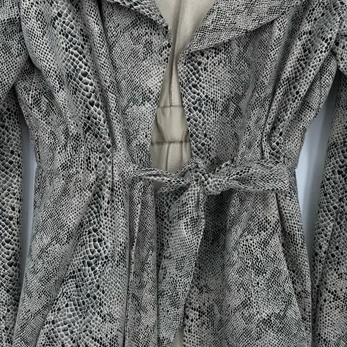 Alice Blue Womens Knee Length Belted Notched Lapel Python Belted Trench Coat S