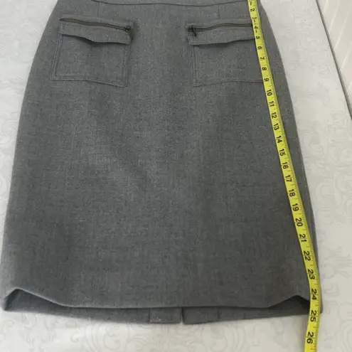 J.Crew  Gray Wool Patch-Pocket Pencil Skirt Size 4