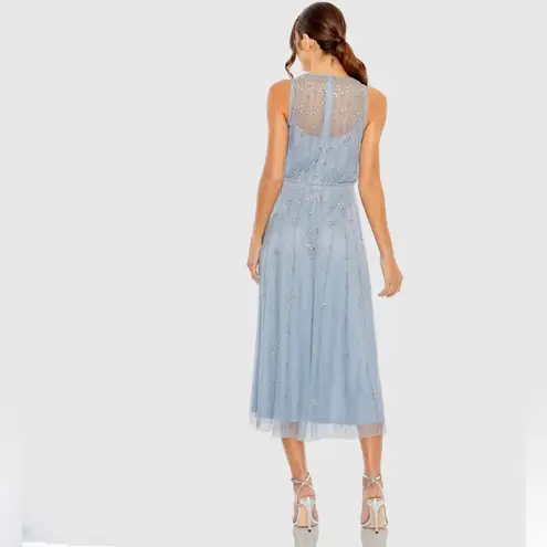 Mac Duggal Blue High Neck Sleeveless Embellished A Line Cocktail Dress Size 16