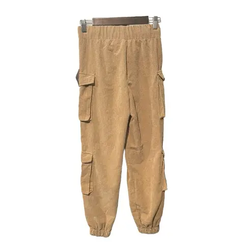 Forever 21 NWT  Corduroy Cargo Joggers Warm Sand Beige Sz S