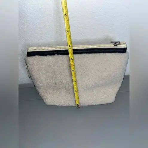 Neiman Marcus Shearling Suede Lining Makeup Bag Cream Black Designer Luxury Warm