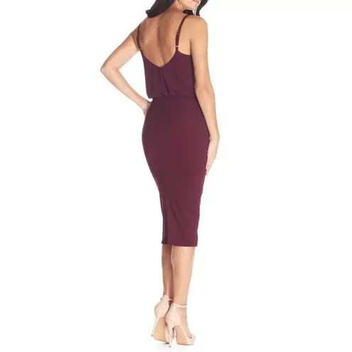 Dress the Population NWT Alondra Bubble Hem
Blouson Top Midi Dress in Burgundy