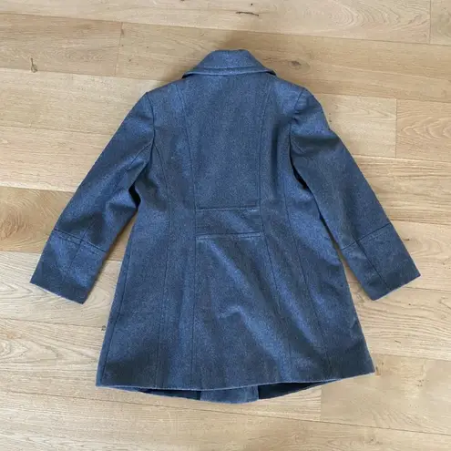 Anne Klein  Wool Blend Double Breasted Pea Coat in Gray