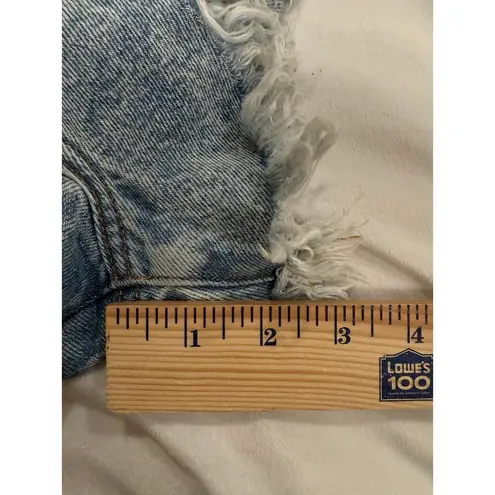 Hidden Mid Rise Frayed Hem Mom Shorts Jeans Light Denim Blue Women's Size Small