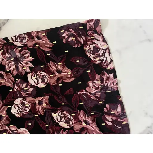 Garnet Hill Drop waist Dress in Roses burgundy gold size 14 Boho Chic festival