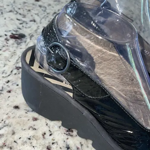 Fly London Womens Patent Bind303Fly Slingback Platform Sandals Black Size 41 US - Image 4