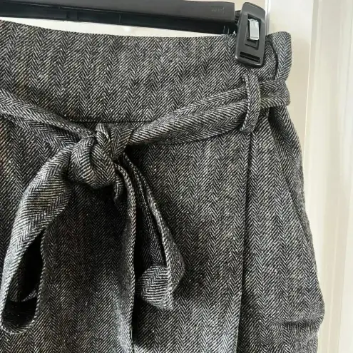 Ulla Johnson 952  Paper Bag Leo Wool Belted Mini Skirt Size 2 Color Grey