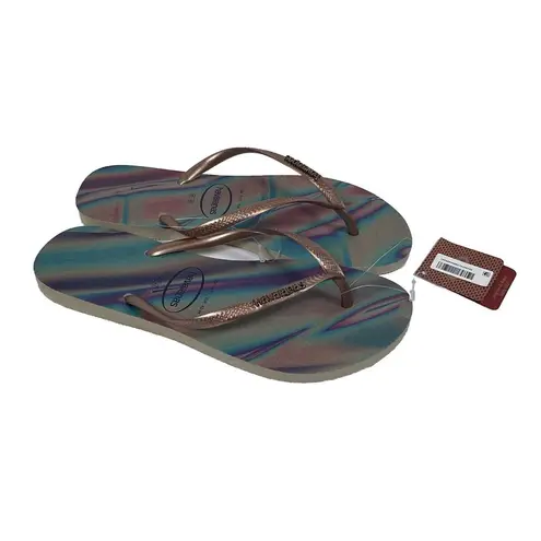 Havaianas - Slim Metallic Rainbow Flip-flop- Women's Size 11/12 Multicolored NWT