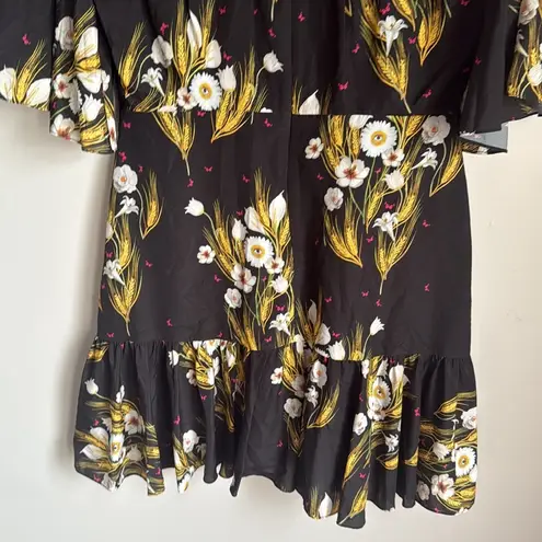 BORGO DE NOR DRESS ALBA BLACK FLORAL PRINT CREPE Size M