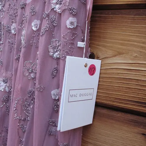 Mac Duggal 9212 Embellished High Neck Cap Sleeve A Line Dress Pink 12