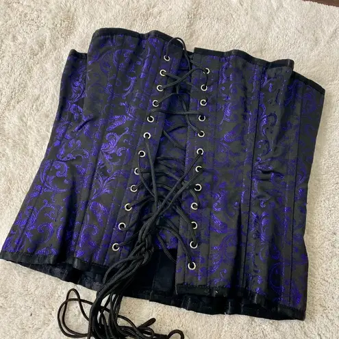 Fiona's Fineries Ethereal Whimsygoth Gothic Black Purple Lace Up Corset Top 30" Size undefined
