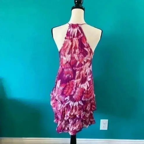 Free People ⭐️  Floral Palm Sun pink and purple Dress in size xs