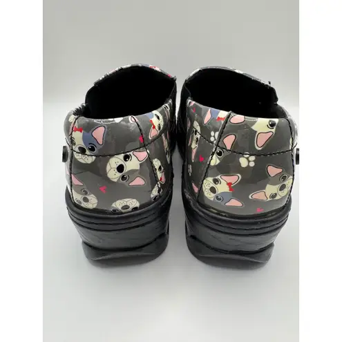 Klogs Shoes Women 8.5 Gray Naples French Me Bulldog Patent Leather Clogs